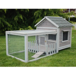 Clapier d’extérieur en bois 145x74x82cm gris Cottage Animals - Lifland