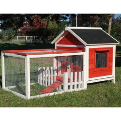 Clapier d’extérieur en bois 145x74x82cm corail Cottage Animals - Lifland