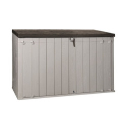 Coffre de jardin multifonctions en résine - Taupe - 2770L toit plat marron - Storaway plus 3XL  - Toomax
