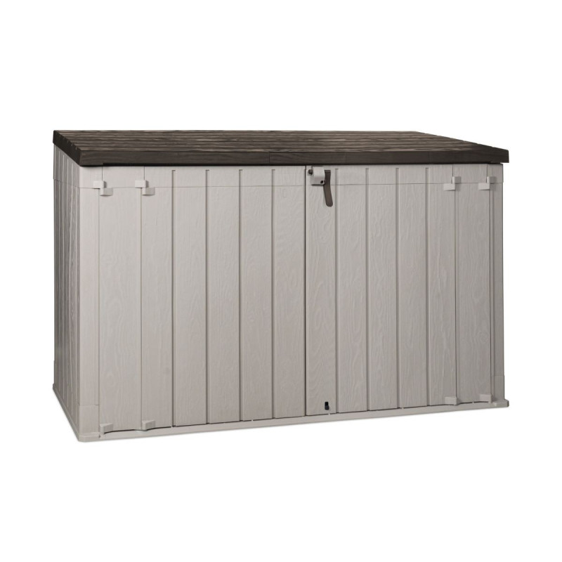 Coffre de jardin multifonctions en résine - Taupe - 2770L toit plat marron - Storaway plus 3XL  - Toomax