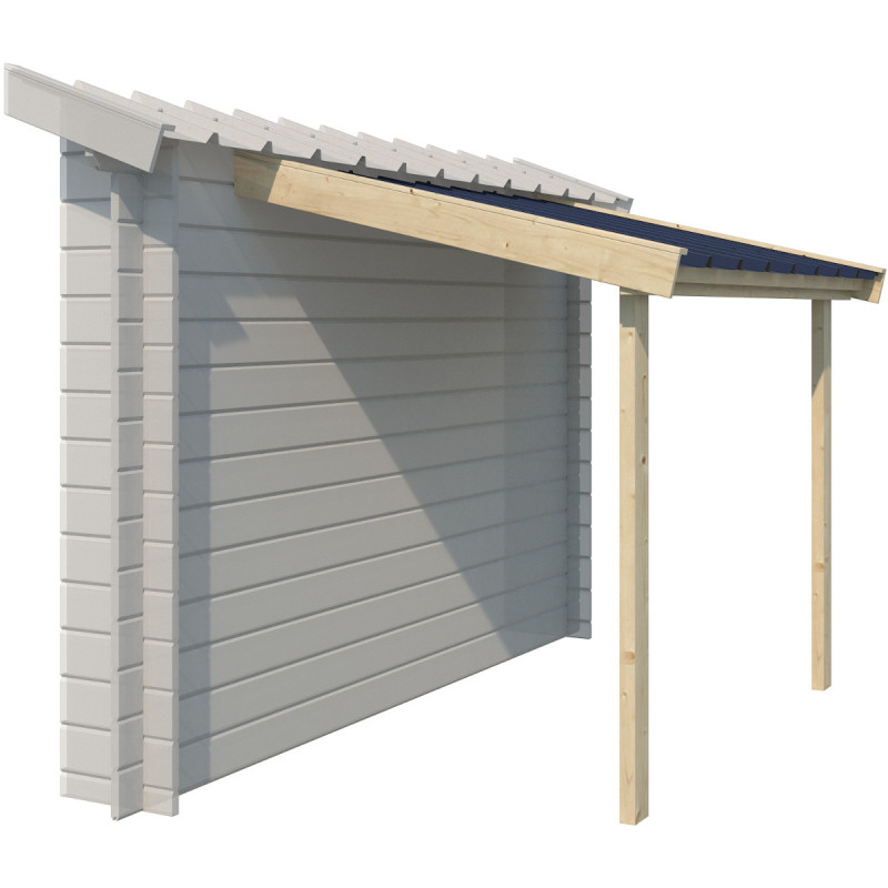 Abri bûches 194x140cm en bois massif et toit en acier - Gardenas
