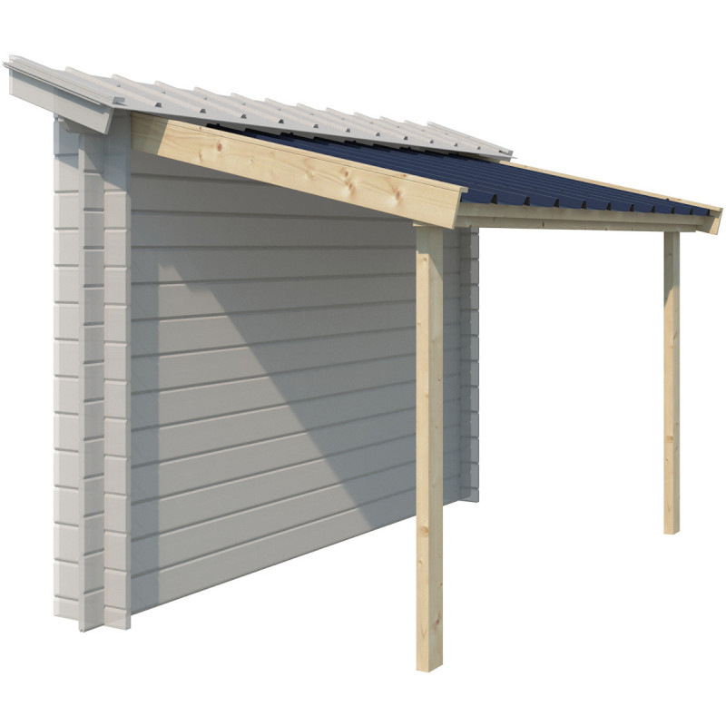 Abri bûches 294x140cm en bois massif et toit en acier - Gardenas