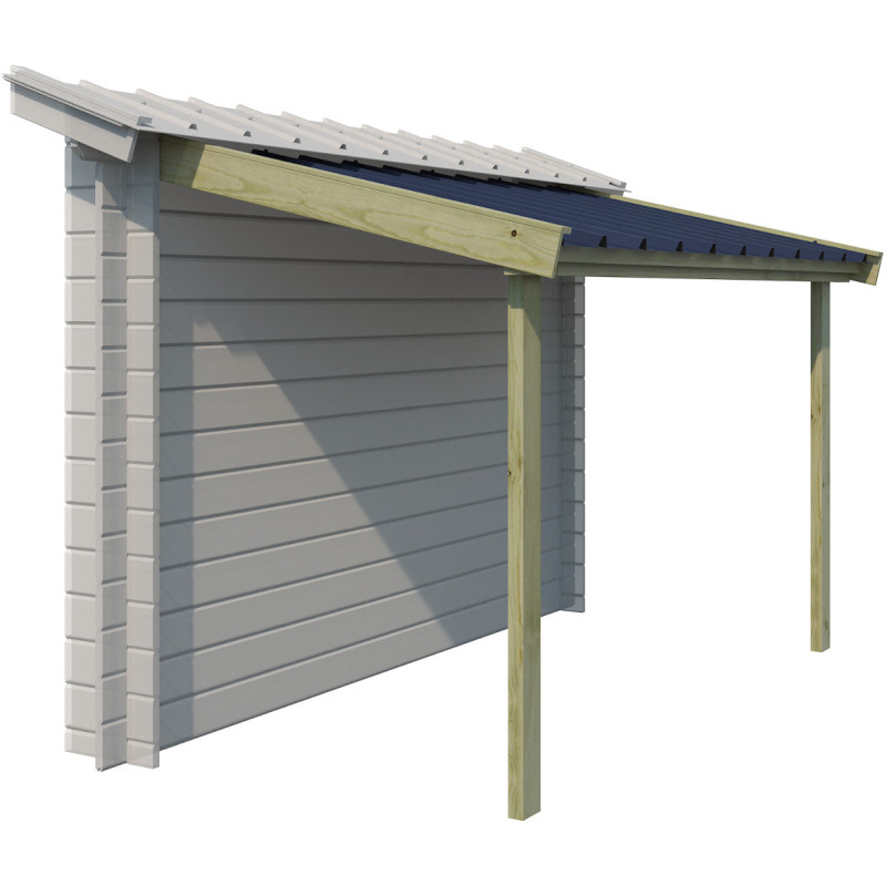 Abri bûches 294x140cm en bois traité et toit en acier - Gardenas