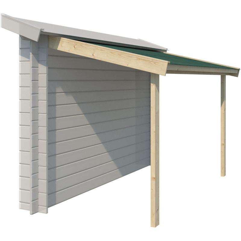Abri bûches 294x140cm en bois massif et toit en acier - Gardenas