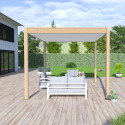 Pergola bioclimatique autoportante en alu aspect bois 3x4m - lames blanches - store latéral - Ombrea