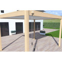 Pergola bioclimatique autoportante en alu aspect bois 3x4m - lames blanches - store latéral - Ombrea
