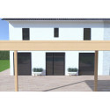 Pergola bioclimatique autoportante en alu aspect bois 3x4m - lames blanches - store latéral - Ombrea