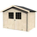 Abri de jardin Flosova 6,75m² en bois massif 28mm avec double porte – Décor et Jardin