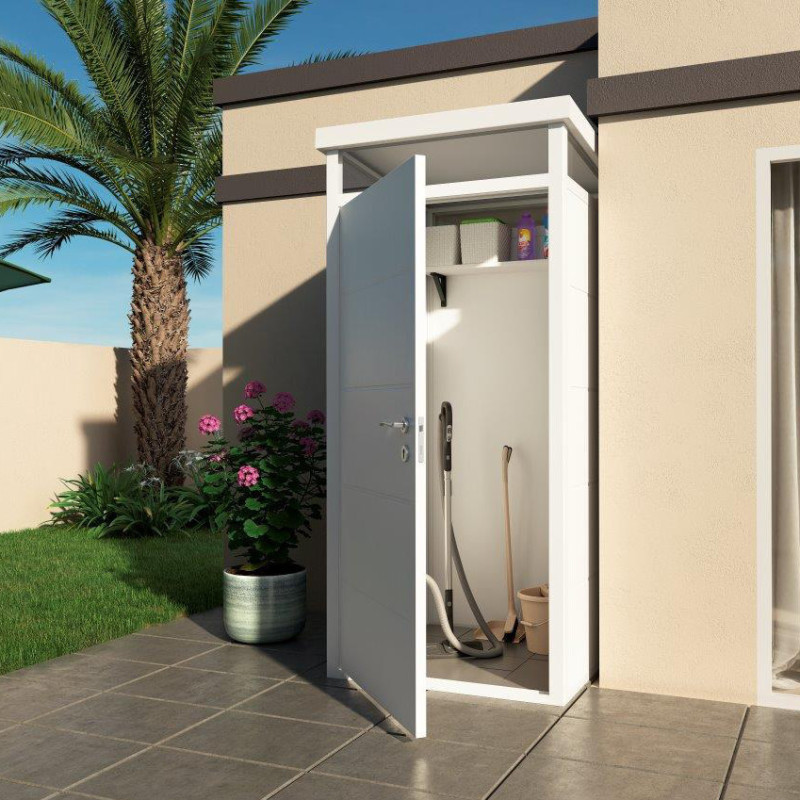 Abri de jardin modulaire isolé 1x1m blanc - plancher inclus -Everbox