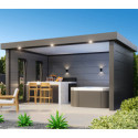 Auvent de jardin en acier galvanisé gris anthracite 17,1m² Singolo 4836 - Telluria