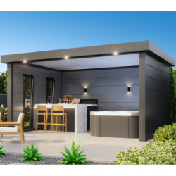 Auvent de jardin en acier galvanisé gris anthracite 17,1m² Singolo 4836 - Telluria