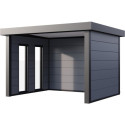 Auvent de jardin en acier galvanisé gris clair 10,7m² Singolo 3630 avec 2 fenêtres - Telluria
