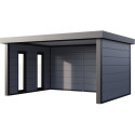 Auvent de jardin en acier galvanisé gris clair 17,1m² Singolo 4836 avec 2 fenêtres - Telluria