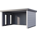 Auvent de jardin en acier galvanisé gris anthracite 17,1m² Singolo 4836 avec 2 fenêtres - Telluria