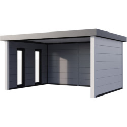 Auvent de jardin en acier galvanisé gris anthracite 17,1m² Singolo 4836 avec 2 fenêtres - Telluria