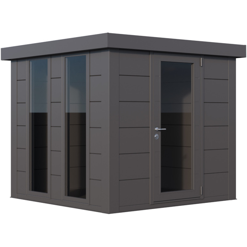 Pavillon de jardin en acier galvanisé gris anthracite 5,7m² Luminato 2424 avec 2 fenêtres - Telluria