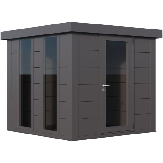 Pavillon de jardin en acier galvanisé gris anthracite 5,7m² Luminato 2424 avec 2 fenêtres - Telluria