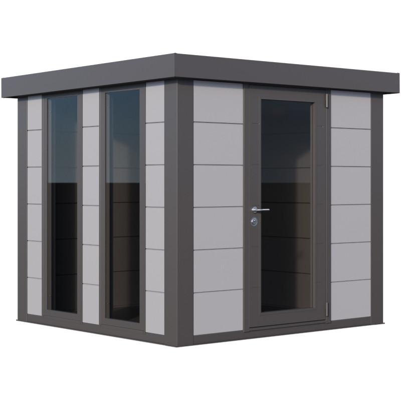 Pavillon de jardin en acier galvanisé gris clair 5,7m² Luminato 2424 avec 2 fenêtres - Telluria