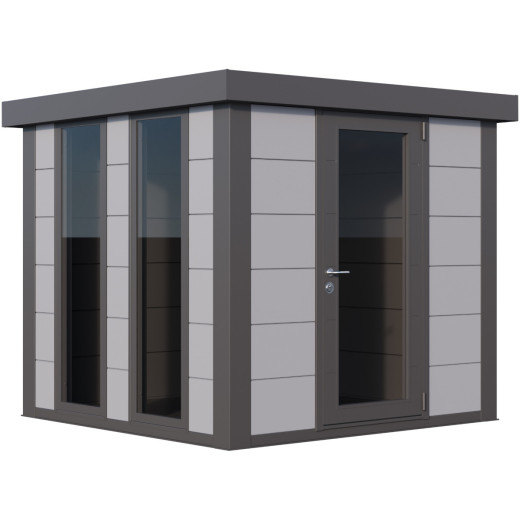 Pavillon de jardin en acier galvanisé gris clair 5,7m² Luminato 2424 avec 2 fenêtres - Telluria
