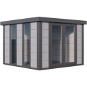 Pavillon de jardin en acier galvanisé gris clair 8,9m² Luminato 3030 avec 2 fenêtres - Telluria