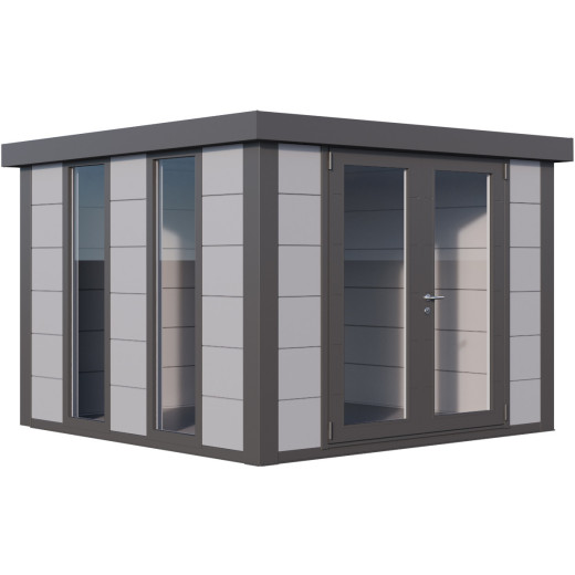 Pavillon de jardin en acier galvanisé gris clair 8,9m² Luminato 3030 avec 2 fenêtres - Telluria
