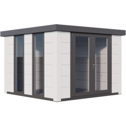 Pavillon de jardin en acier galvanisé blanc 8,9m² Luminato 3030 avec 2 fenêtres - Telluria