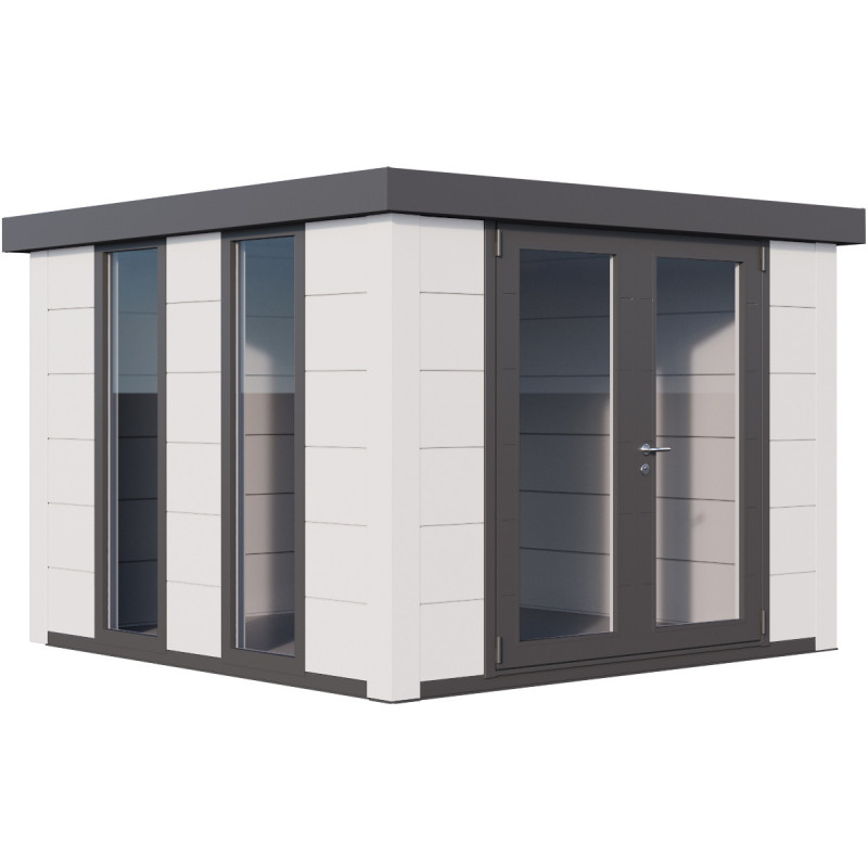 Pavillon de jardin en acier galvanisé blanc 8,9m² Luminato 3030 avec 2 fenêtres - Telluria