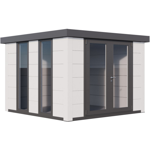 Pavillon de jardin en acier galvanisé blanc 8,9m² Luminato 3030 avec 2 fenêtres - Telluria