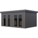 Pavillon de jardin en acier galvanisé gris anthracite 19,3m² Luminato 5436 avec 2 fenêtres - Telluria
