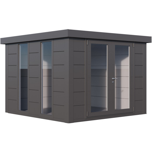 Pavillon de jardin en acier galvanisé gris clair 19,3m² Luminato 5436 avec 2 fenêtres - Telluria