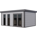 Pavillon de jardin en acier galvanisé gris clair 19,3m² Luminato 5436 avec 2 fenêtres - Telluria