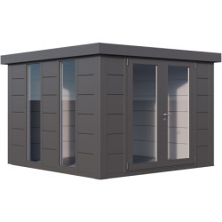 Pavillon de jardin en acier galvanisé blanc + angles gris 19,3m² Luminato 5436 avec 2 fenêtres - Telluria