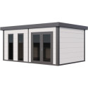 Pavillon de jardin en acier galvanisé blanc + angles gris 19,3m² Luminato 5436 avec 2 fenêtres - Telluria