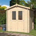 Abri de jardin deux pans en bois massif 2,45m² - madriers 28mm - Eden
