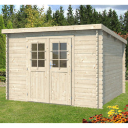 Abri de jardin en bois massif 7,4m² monopente - madriers 28mm - Eden