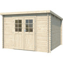 Abri de jardin en bois massif 7,4m² monopente - madriers 28mm - Eden