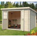 Abri de jardin en bois massif 7,4m² monopente - madriers 28mm - Eden