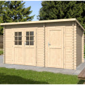 Abri de jardin monopente en bois massif 10,48 m² avec 2 espaces et cloison - Eden