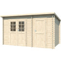 Abri de jardin monopente en bois massif 10,48 m² avec 2 espaces et cloison - Eden