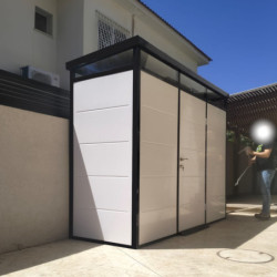 Abri de jardin modulaire isolé 3x1m noir - plancher inclus - Everbox