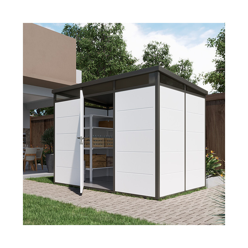 Abri de jardin modulaire isolé 3x2m profils noirs - plancher inclus - Everbox