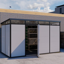 Abri de jardin modulaire isolé 4x2m profils noirs - plancher inclus - Everbox