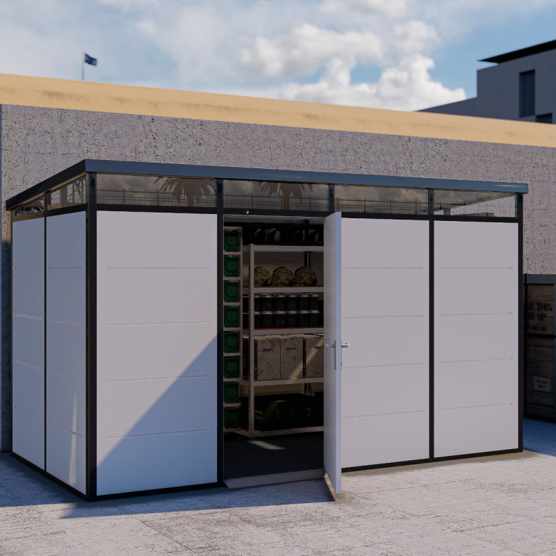 Abri de jardin modulaire isolé 4x2m profils noirs - plancher inclus - Everbox
