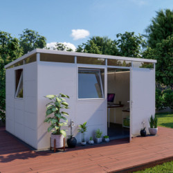Abri de jardin modulaire isolé 4x3m blanc - plancher inclus - Everbox