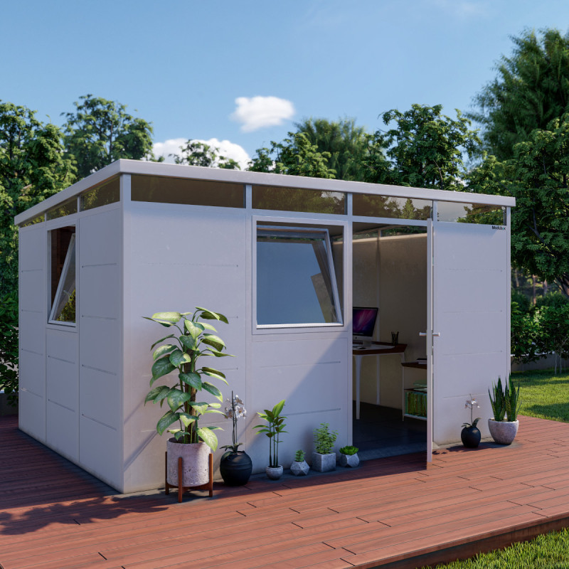 Abri de jardin modulaire isolé 4x3m blanc - plancher inclus - Everbox