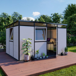 Abri de jardin modulaire isolé 4x3m profils noirs - plancher inclus - Everbox