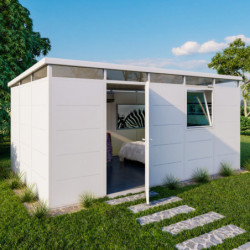 Abri de jardin modulaire isolé 5x3m blanc - plancher inclus - Everbox