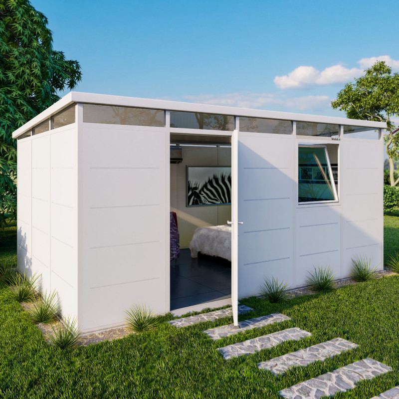 Abri de jardin modulaire isolé 5x3m blanc - plancher inclus - Everbox