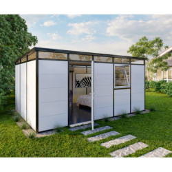 Abri de jardin modulaire isolé 5x3m profils noirs - plancher inclus - Everbox