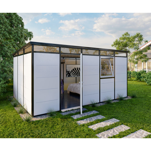 Abri de jardin modulaire isolé 5x3m profils noirs - plancher inclus - Everbox